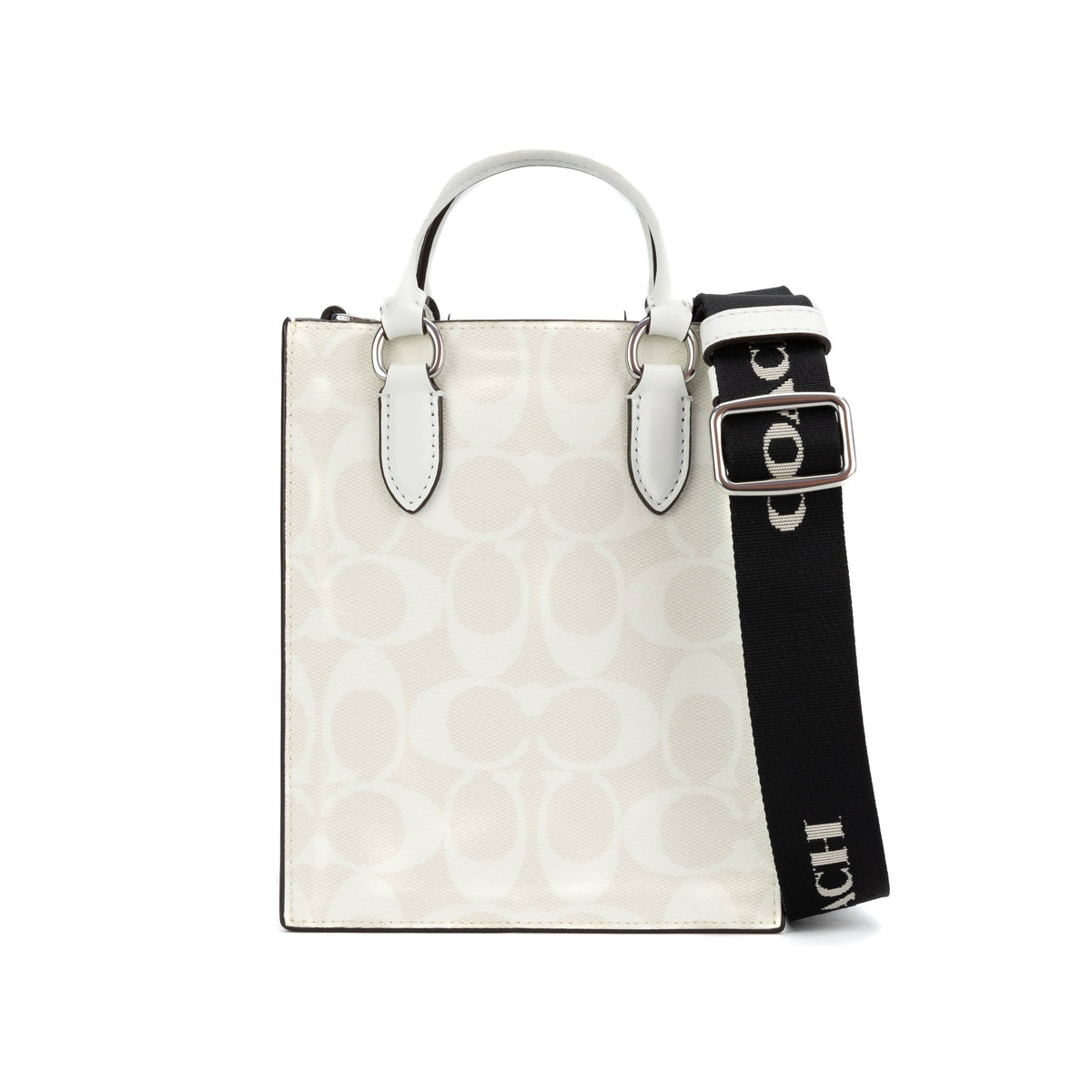 Coach North South Mini Tote In Signature Canvas - Chalk/Glacier White